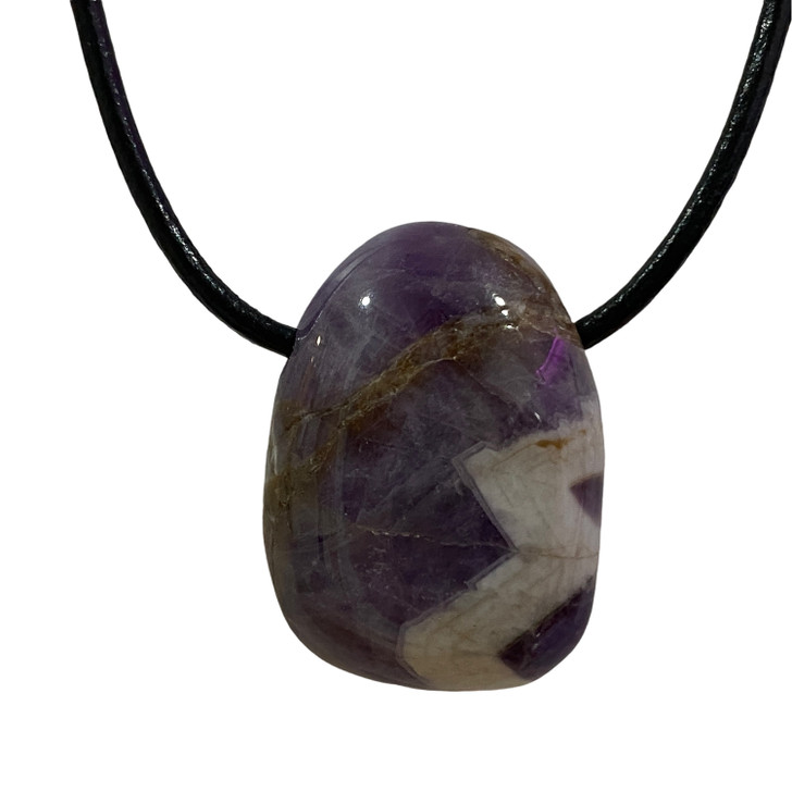 Chevron Amethyst Tumbled Stone Pendant