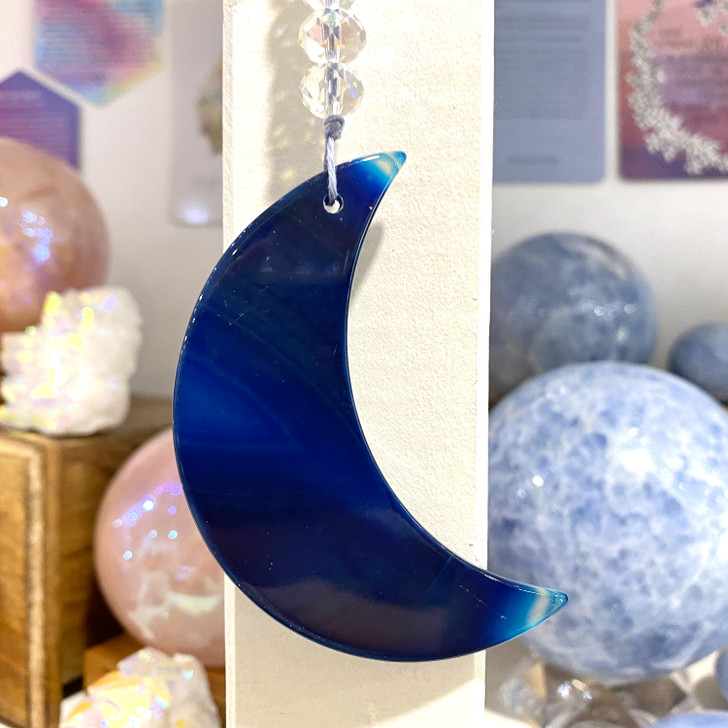 Blue Agate Moon Suncatcher