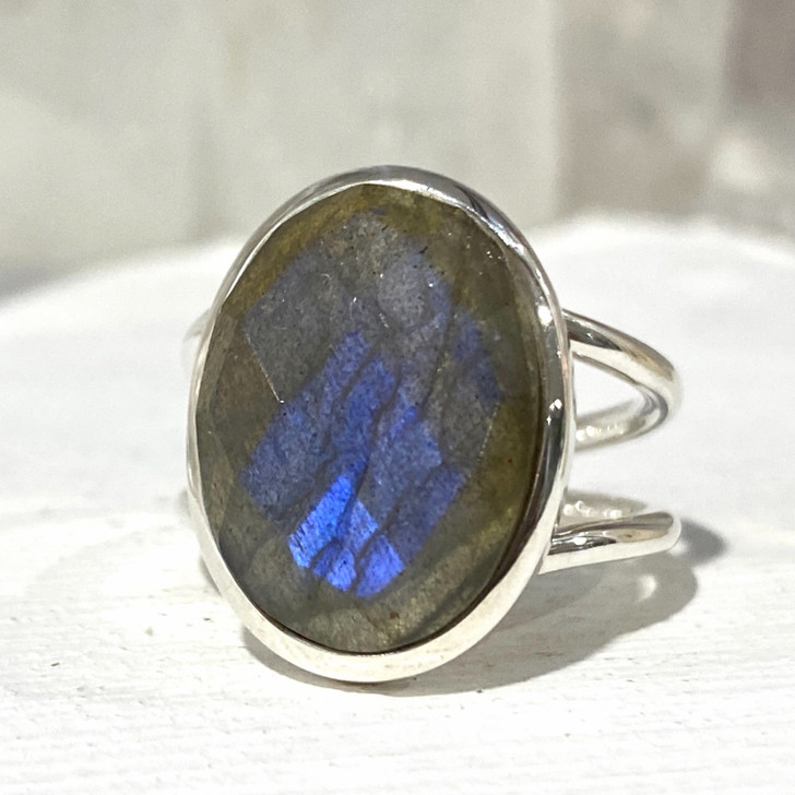 Labradorite Oval Sterling Silver Ring