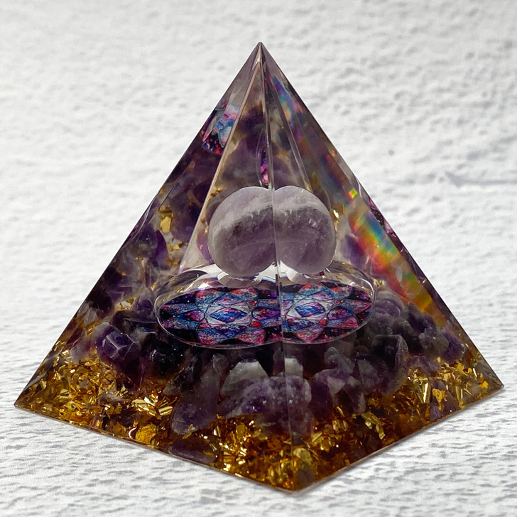 Amethyst Planet with Mandala Orgonite Pyramid