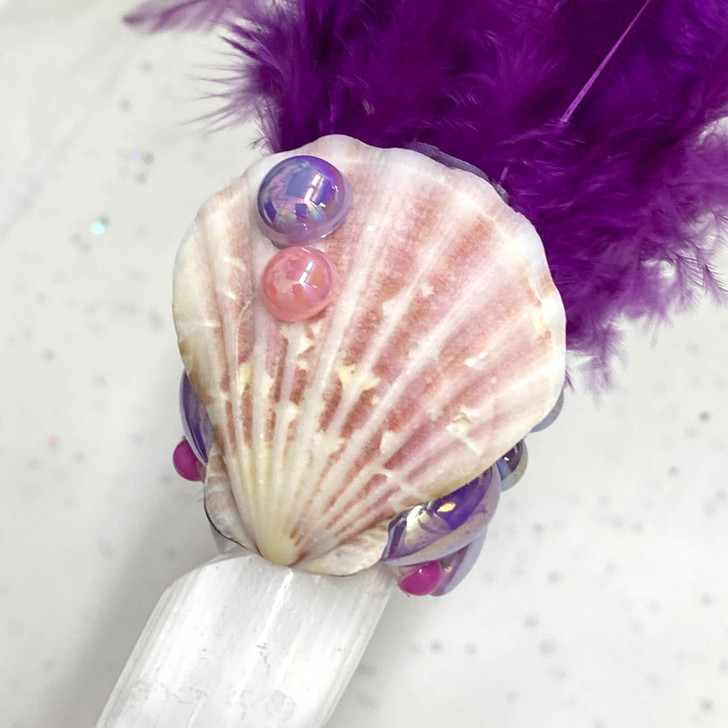 Magical Mermaid Purple Feather Selenite Wand