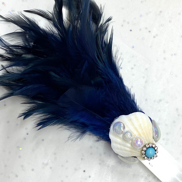 Magical Mermaid Blue Feather Selenite Wand #W005