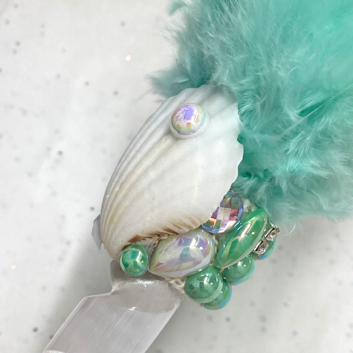 Magical Mermaid Mint Feather Selenite Wand
