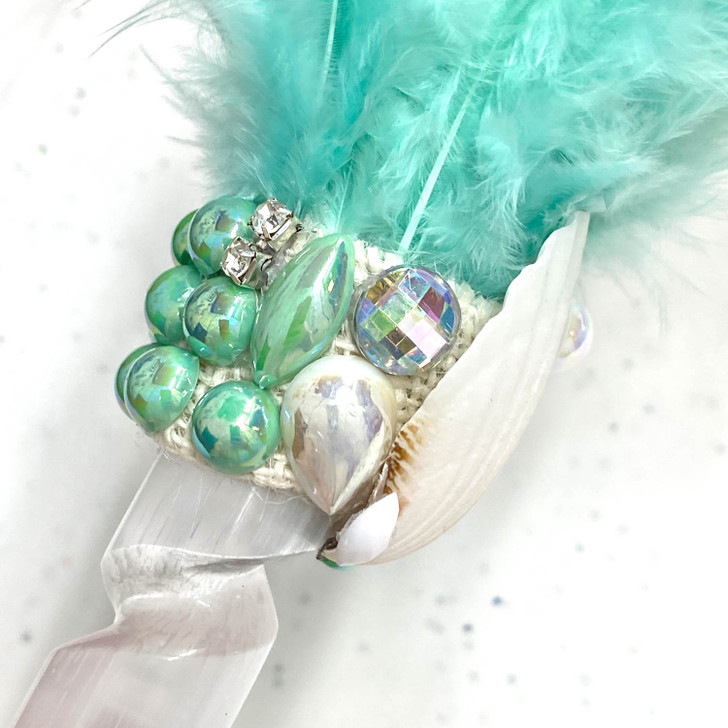 Magical Mermaid Mint Feather Selenite Wand