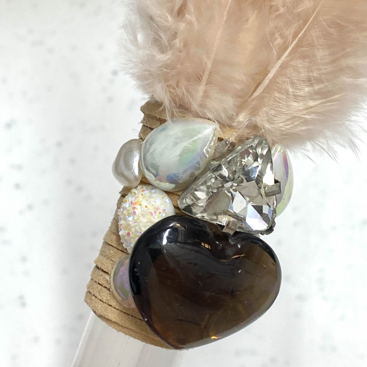 Magical Smoky Quartz Heart Feather Selenite Wand 
