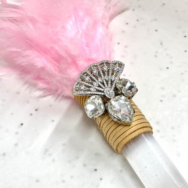 Magical Sparkle Pink Feather Selenite Wand