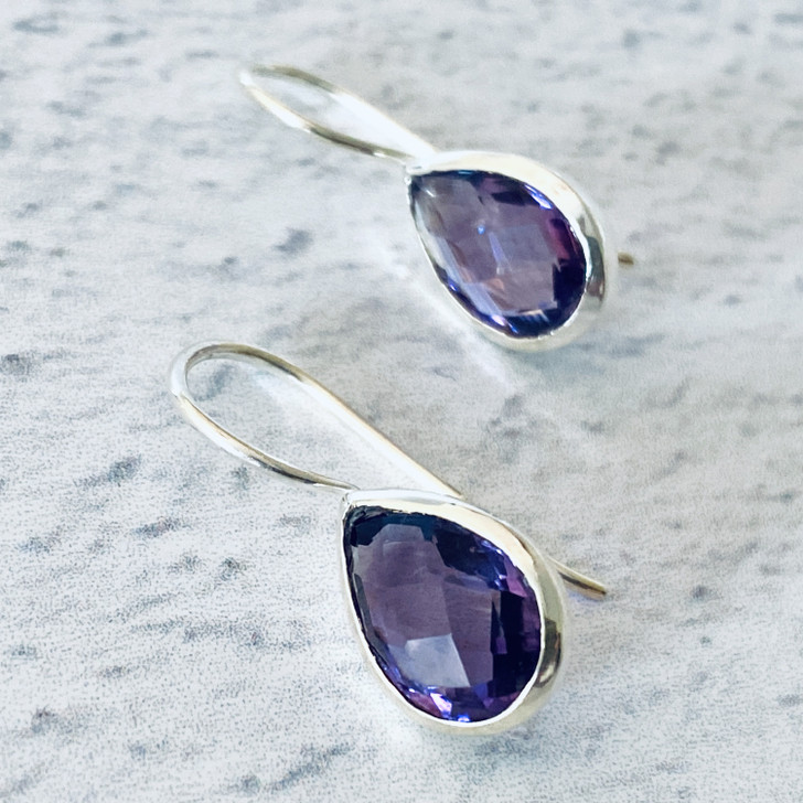 Amethyst Teardrop Sterling Silver Earrings