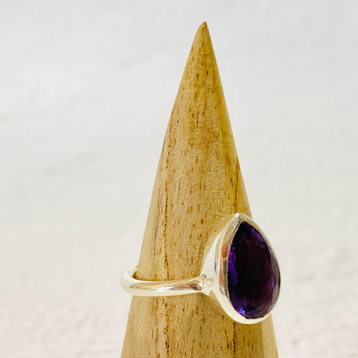 Amethyst Teardrop Sterling Silver Ring