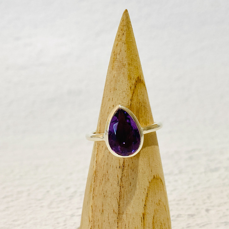 Amethyst Teardrop Sterling Silver Ring