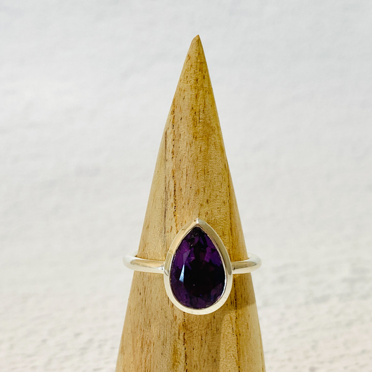 Amethyst Teardrop Sterling Silver Ring