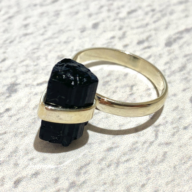 Black Tourmaline Sterling Silver Ring