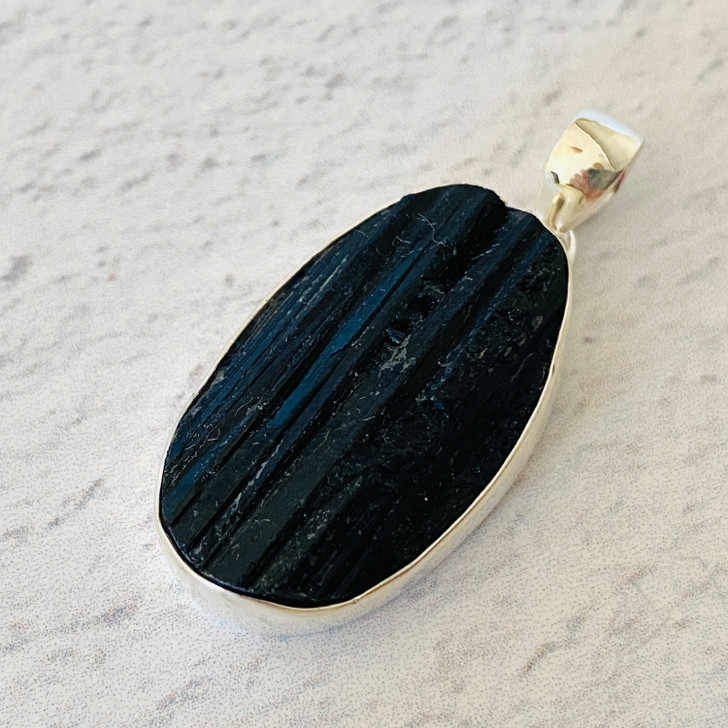 Black Tourmaline Sterling Silver Pendant