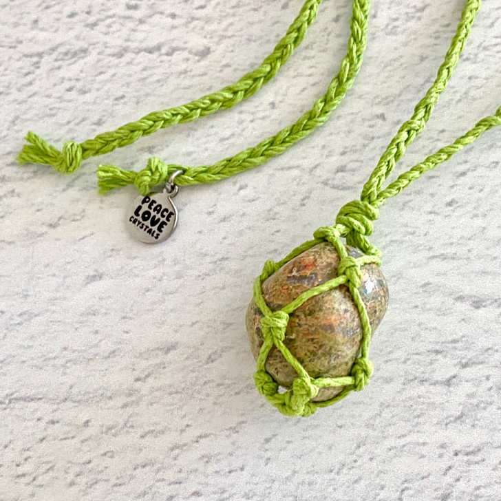 Unakite Macrame Pendant