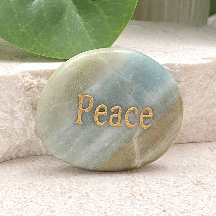 Amazonite Peace Word Stone