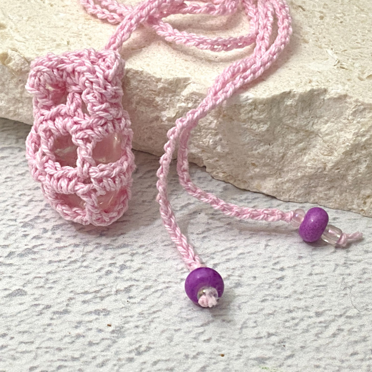 Crochet Crystal Keeper Necklace Pouch #4112