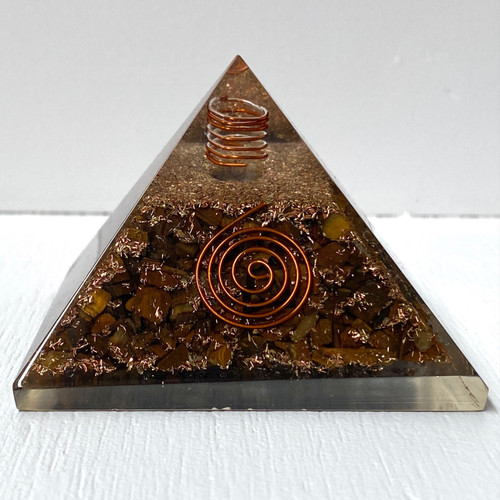 GOLD TIGERS EYE ORGONITE PYRAMID | PEACE LOVE CRYSTALS