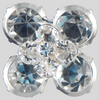 21mm Rhinestone Button, Crystal/Silver - flat stones facing you