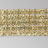 5-row Machine Cut Metal Banding Crystal, Gold Plated on White Netting without netting on Sides