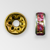 4.5mm Rhinestone Rondelle Fuchsia, Gold Plated