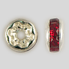 4.5mm Rhinestone Rondelle Siam Ruby, Silver Plated