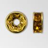 4.5mm Rhinestone Rondelle Topaz, Gold Plated