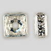4x4mm Rhinestone Squaredelle Crystal, Silver Plated