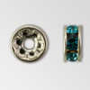 5mm Rhinestone Rondelle Aquamarine, Silver Plated