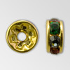 5mm Rhinestone Rondelle Dark Multi, Gold Plated