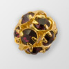 6mm Rhinestone Ball Amethyst, Gold Plated