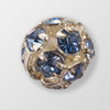 6mm Rhinestone Ball Light Sapphire, Silver Plated