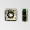 6x6mm Rhinestone Squaredelle Emerald, Silver Plated