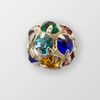 8mm Rhinestone Ball Dark Multi, Silver Plated