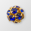 8mm Rhinestone Ball Sapphire, Gold Plated