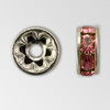 8mm Rhinestone Rondelle Light Rose, Silver Plated