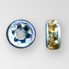 8mm Rhinestone Rondelle Lt. Colorado Topoaz, Silver Plated