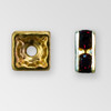 8x8mm Rhinestone Squaredelle Siam, Gold Plated