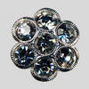Crystal, Silver Plated 18mm Rhinestone Flower Button, ss20, ss22