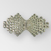 Fancy shaped Rhinestone Buckle, Crystal, Silver, 122x63mm Outside Dimensions