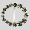 Oval Graduated Rhinestone Buckle Crystal Silver, 44x38mm Outside Dimensions, 24mm Inside Dimension, ss25,29,34,40