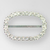 Oval Rhinestone Buckle, Crystal, Silver, 32x50mm Outside Dimensions, 24x40mm Inside Dimensions
