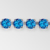 Rhinestone Chain, Machine Cut Capri Blue, Silver Plated ss12