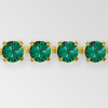 Rhinestone Chain, Machine Cut Emerald, Gold Plated ss6.5