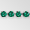 Rhinestone Chain, Machine Cut Emerald, Silver Plated ss18