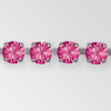 Rhinestone Chain, Machine Cut Fuchsia, Silver Plated ss18