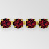Rhinestone Chain, Machine Cut Garnet, Gold Plated ss8.5