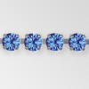 Rhinestone Chain, Machine Cut Sapphire, Silver Plated, ss6.5