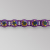 1-row ss13 Crystal AB, Purple Setting, Machine Cut Rhinestone Plastic Banding