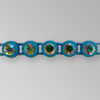 1-row ss13 Crystal AB, Turquoise Setting, Machine Cut Rhinestone Plastic Banding