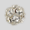10mm Rhinestone Ball  Crystal, Silver Plated