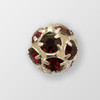 10mm Rhinestone Ball Garnet, Silver Plated